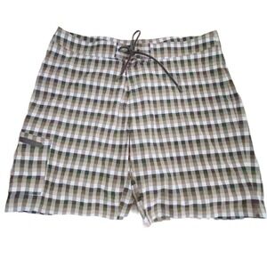 QOR Mens Board Shorts Gray Swim Trunks Flyweight Stretch Tie Front Size 38